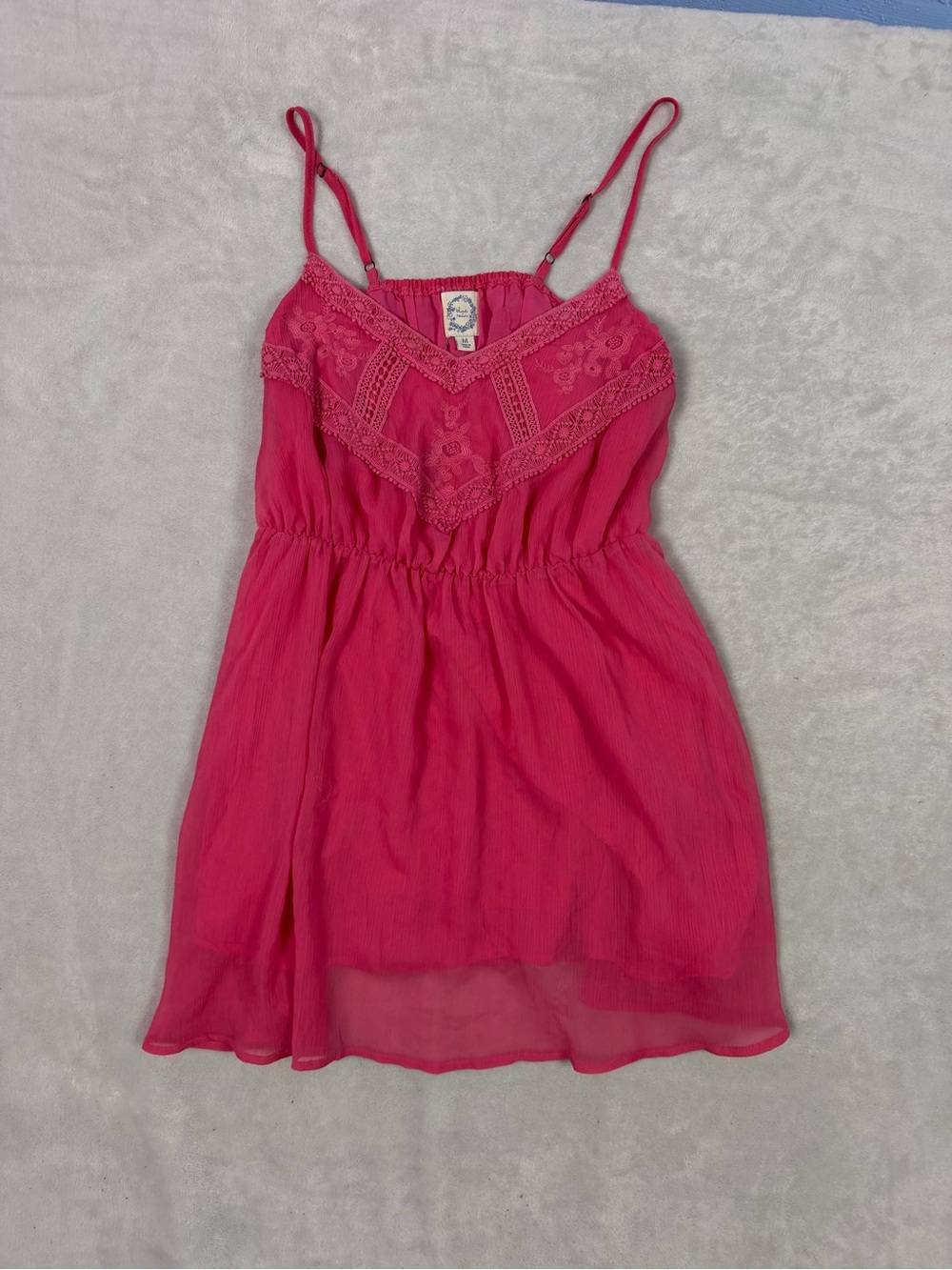 Blue Rain Hot Pink Lace-Trim Spaghetti Strap Dress for Girls